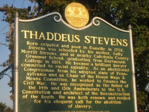 The historical marker located on Danville Green in Danville Vermont.