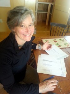 Andy Wasserman discusses her post concept at the Danville Historical Society